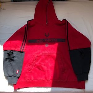 JNCO JEANS co red shirt over black hoodie distressed